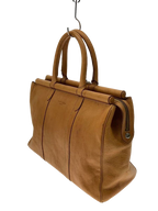 COURRÈGES Sac malette cuir naturel effet bambou
