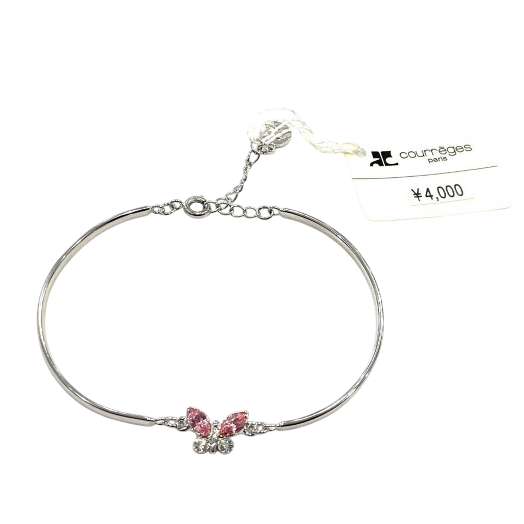 Courrèges Silver Tone Butterfly Charm Bracelet
