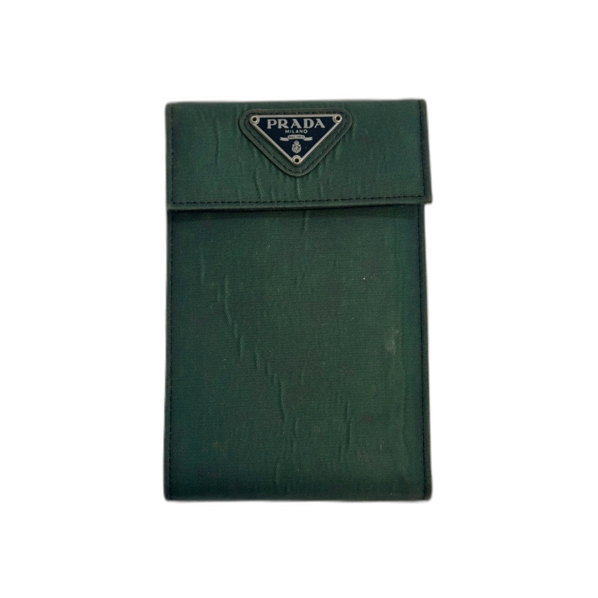 PRADA Porte-Chéquier/carte Prada vert & intérieur noir avec logo Prada triangle