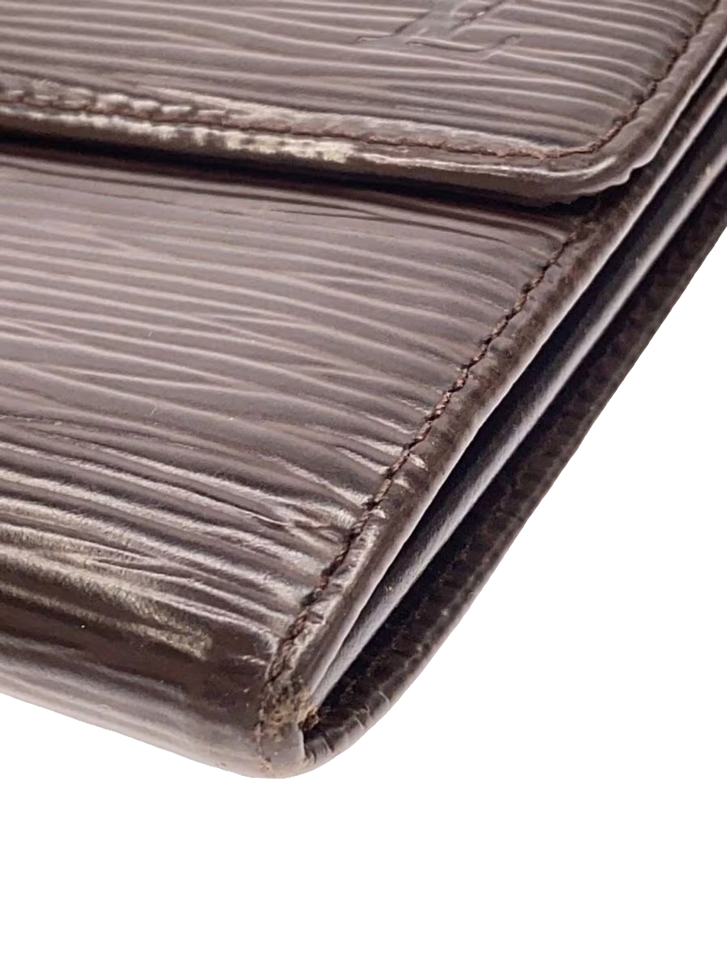 LOUIS VUITTON Portefeuille long Sarah cuir Épi marron quincaillerie dorée