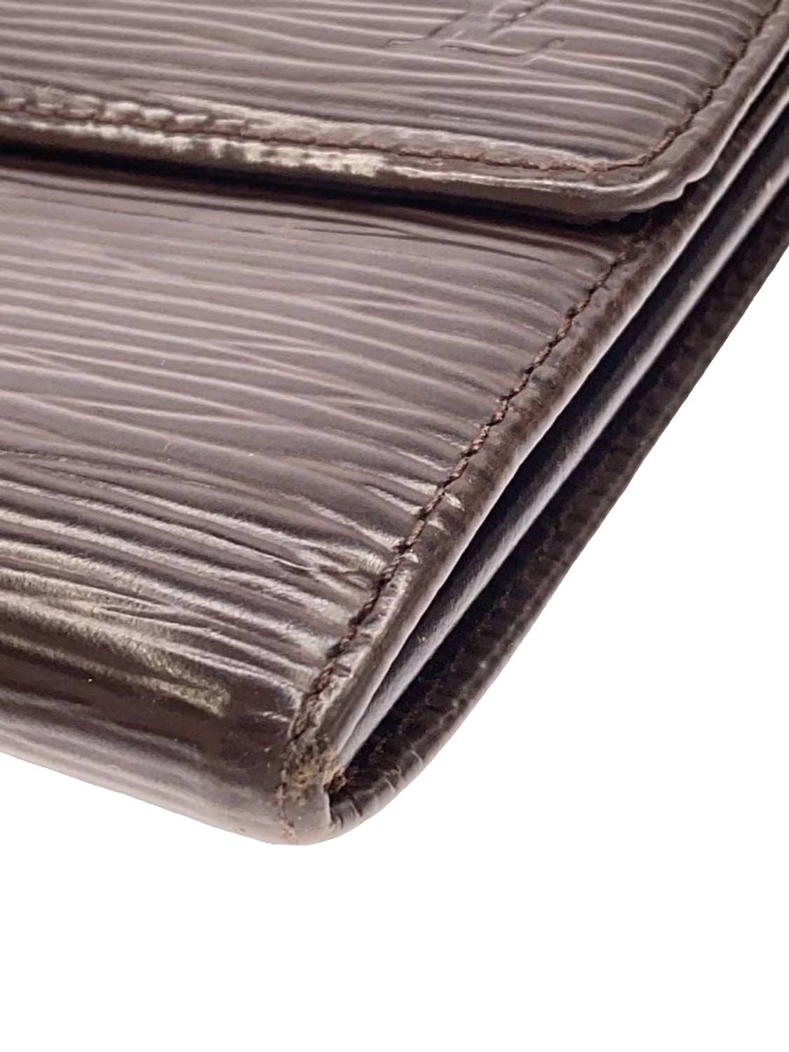 LOUIS VUITTON Portefeuille long Sarah cuir Épi marron quincaillerie dorée