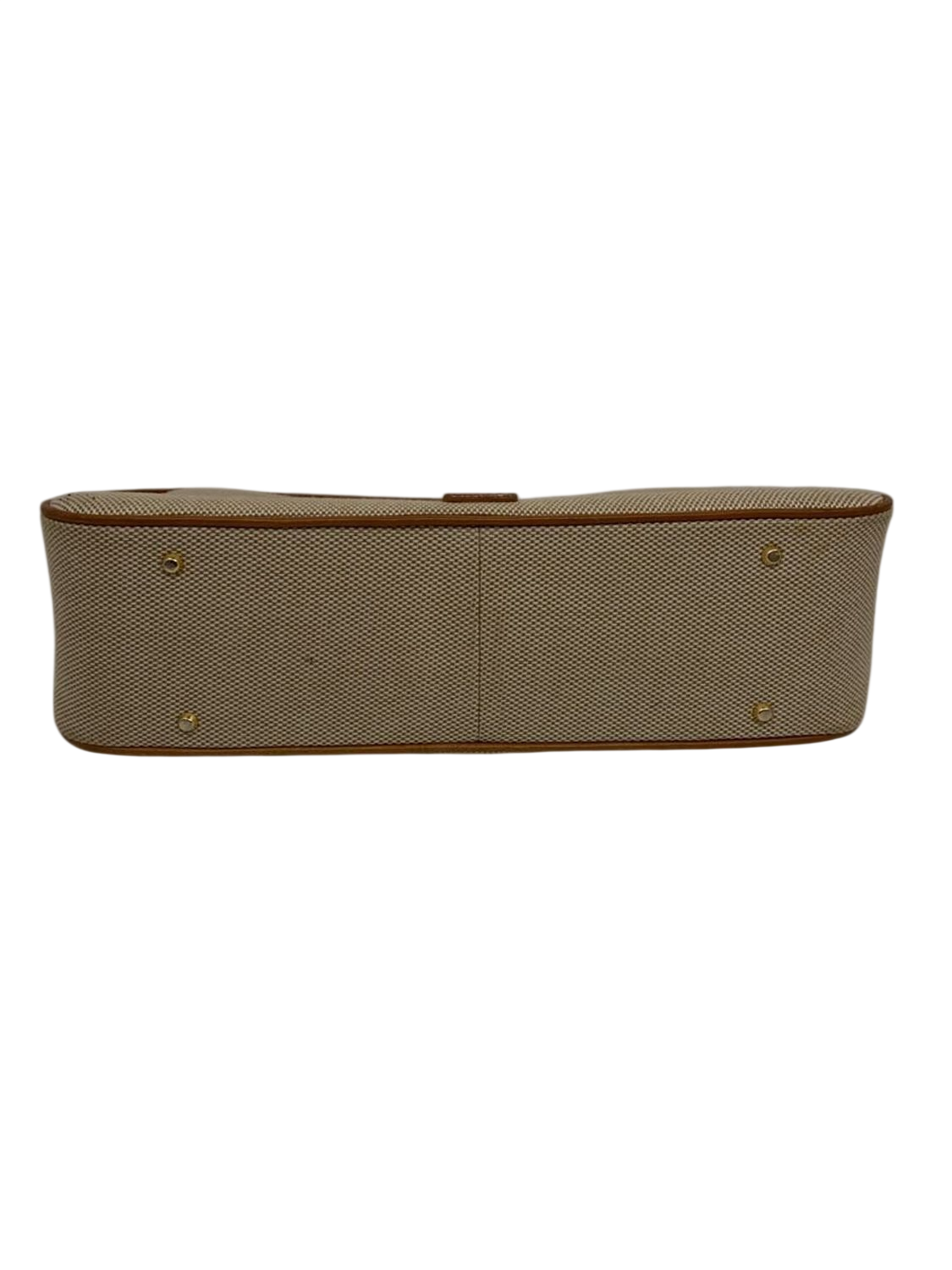 Ungaro Beige Canvas & Leather Shoulder Bag