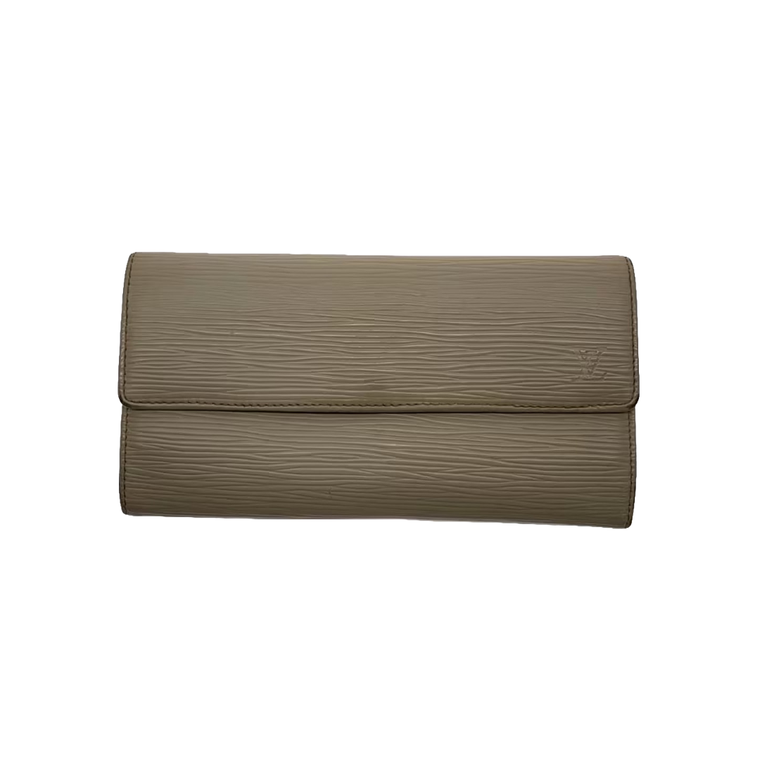 LOUIS VUITTON Portefeuille long Sarah cuir Épi beige quincaillerie dorée