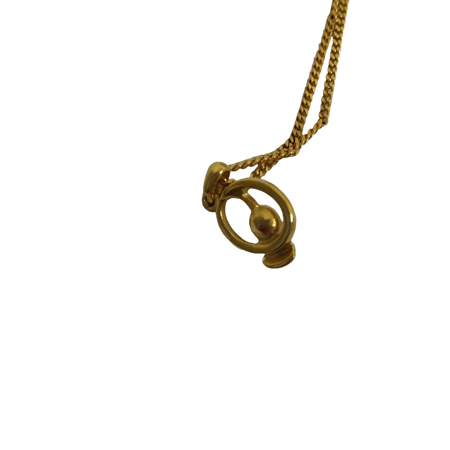 Courreges Necklace Gold Pearl Pendant Vintage Chain Women Jewelry