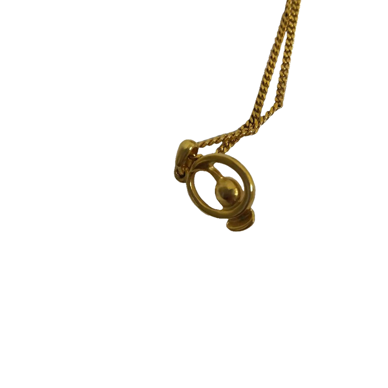 Courreges Necklace Gold Pearl Pendant Vintage Chain Women Jewelry