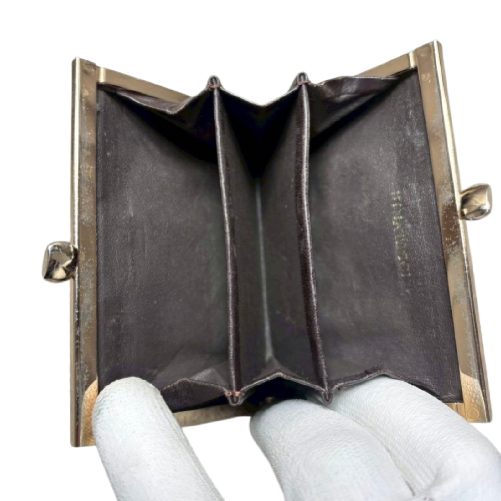 NINA RICCI Porte-monnaie fermeture à fermoir marron gris