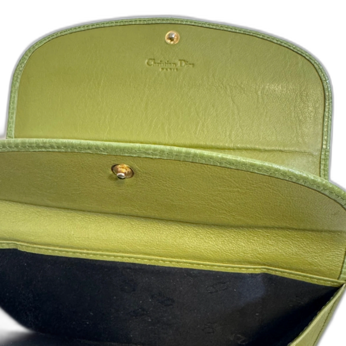 DIOR Portefeuille long Dior vert clair avec logo CD cuir grainé