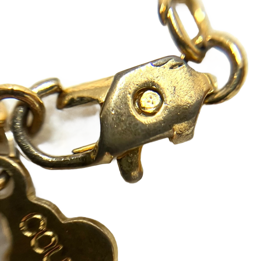 COURRÈGES Collier Pendentif Or Coeur entrelassé et strass Logo