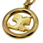 Courreges Gold Tone AC Logo Pendant Necklace