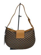 UNGARO Sac à main toile monogramme fleur fond noir garnitures cuir doré