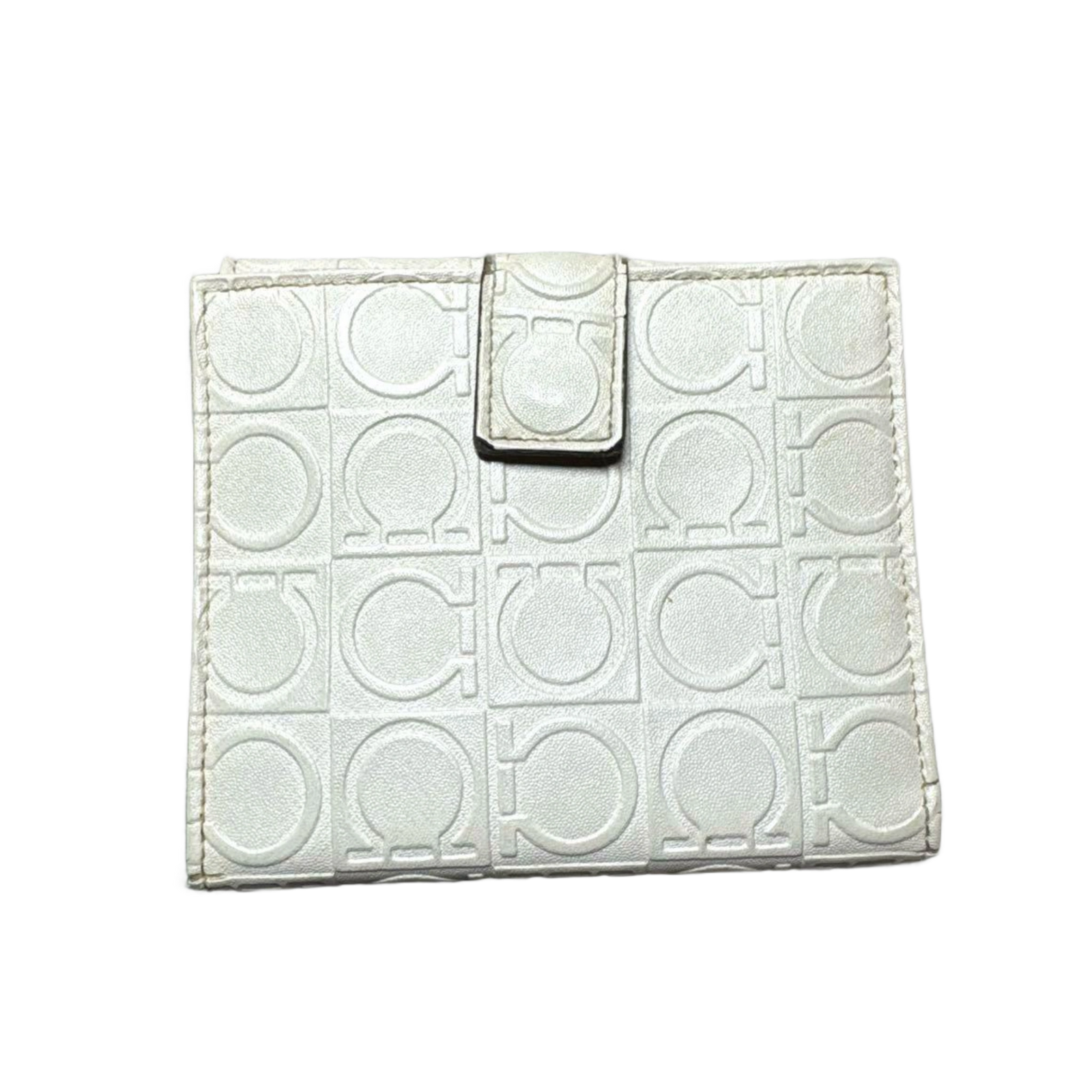 FERRAGAMO Portefeuille blanc à deux volets en relief
