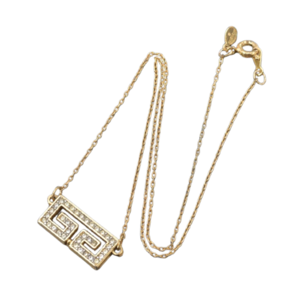 GIVENCHY Collier en or, logo, bijoux en strass, en excellent état