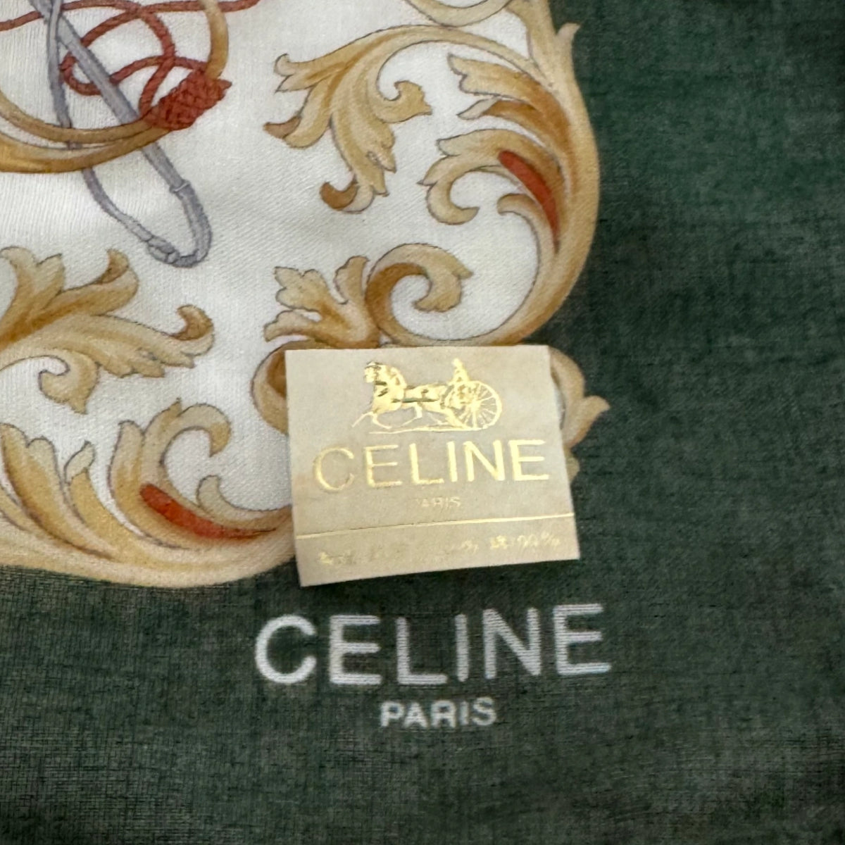 CELINE Carré CELINE kaki, beige, bordeaux 100% COTON 45x45cm