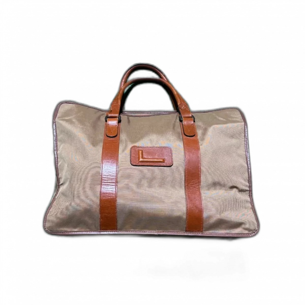 LANCEL Sac de voyage Lancel vintage en toile beige et logo L