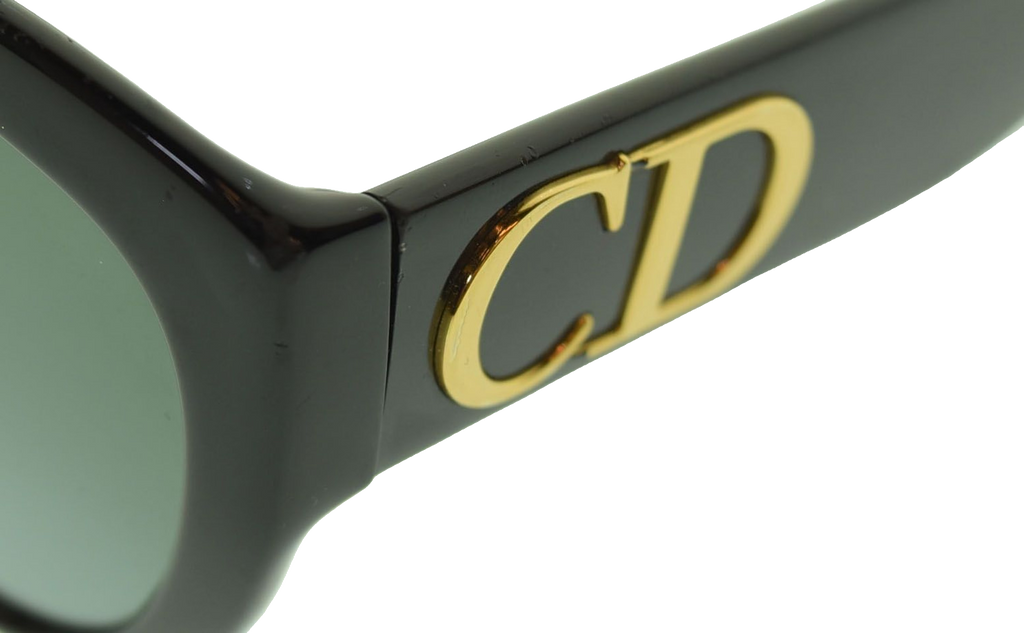 Christian Dior Sunglasses Black Cat-eye Gold CD Logo DDiorF Italy