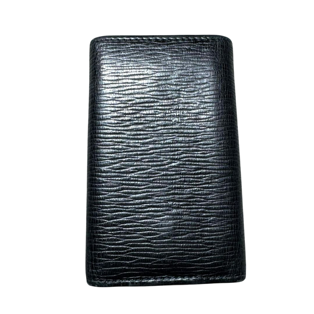 Salvatore Ferragamo Black Textured Leather Key Case