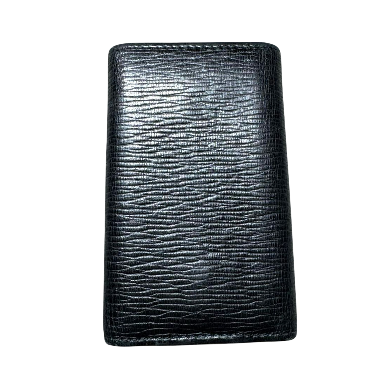 Salvatore Ferragamo Black Textured Leather Key Case