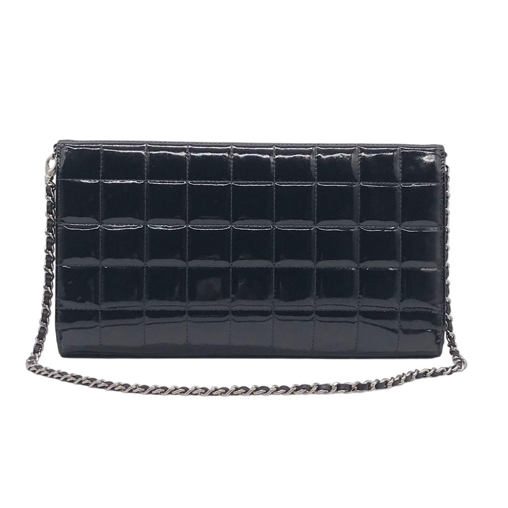 CHANEL Black Patent Leather Chocolate Bar WOC