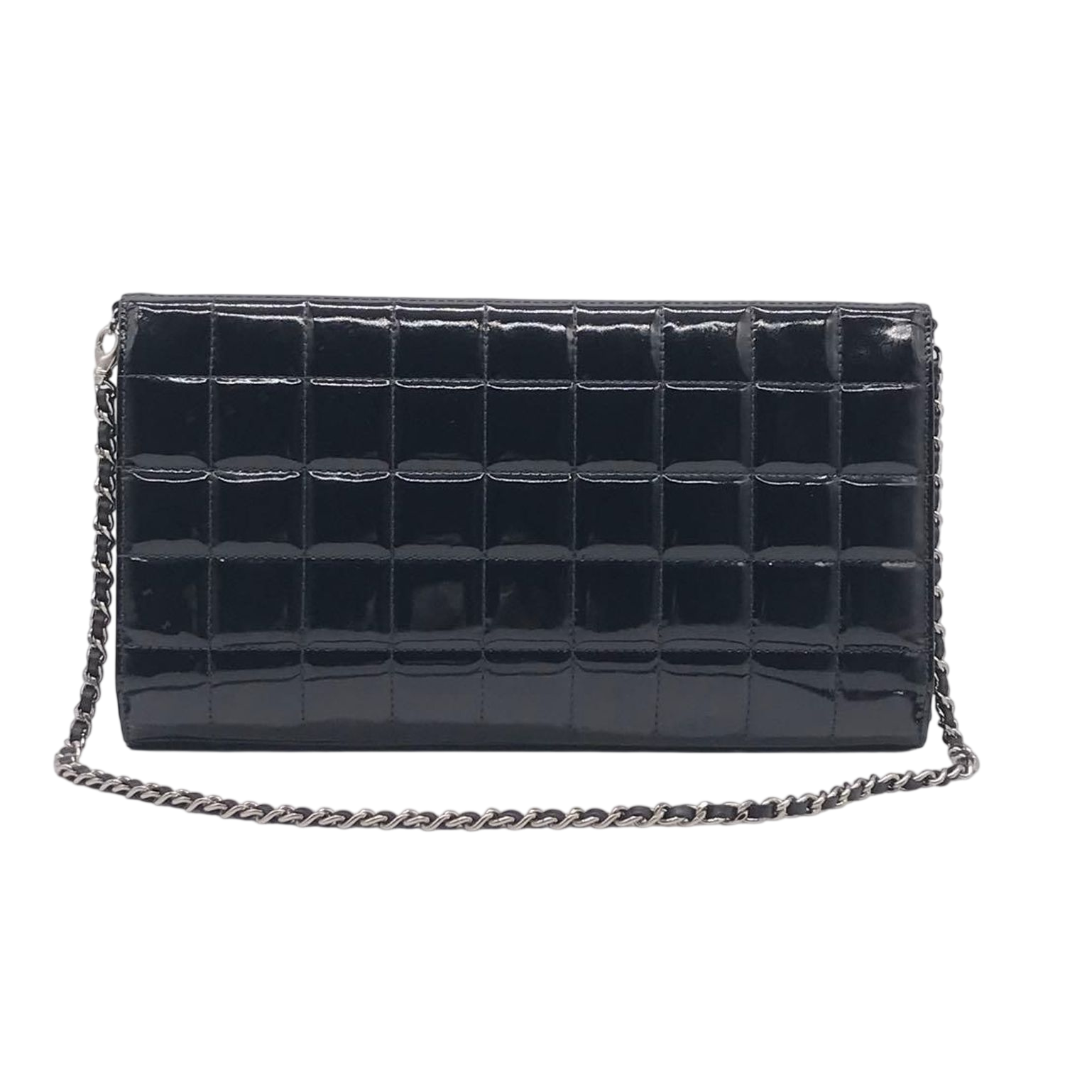 CHANEL Black Patent Leather Chocolate Bar WOC