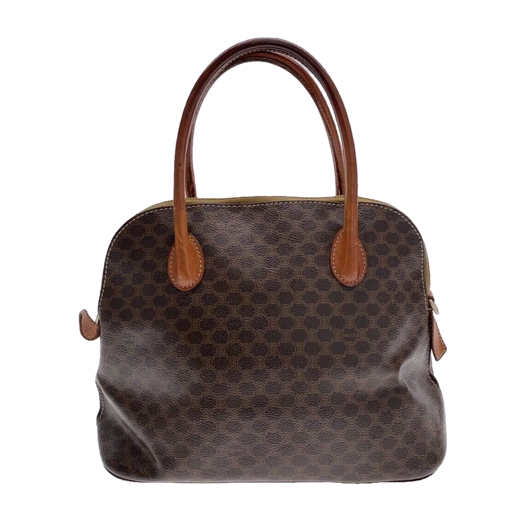 CÉLINE Paris Sac tote à main toile Macadam marron dôme