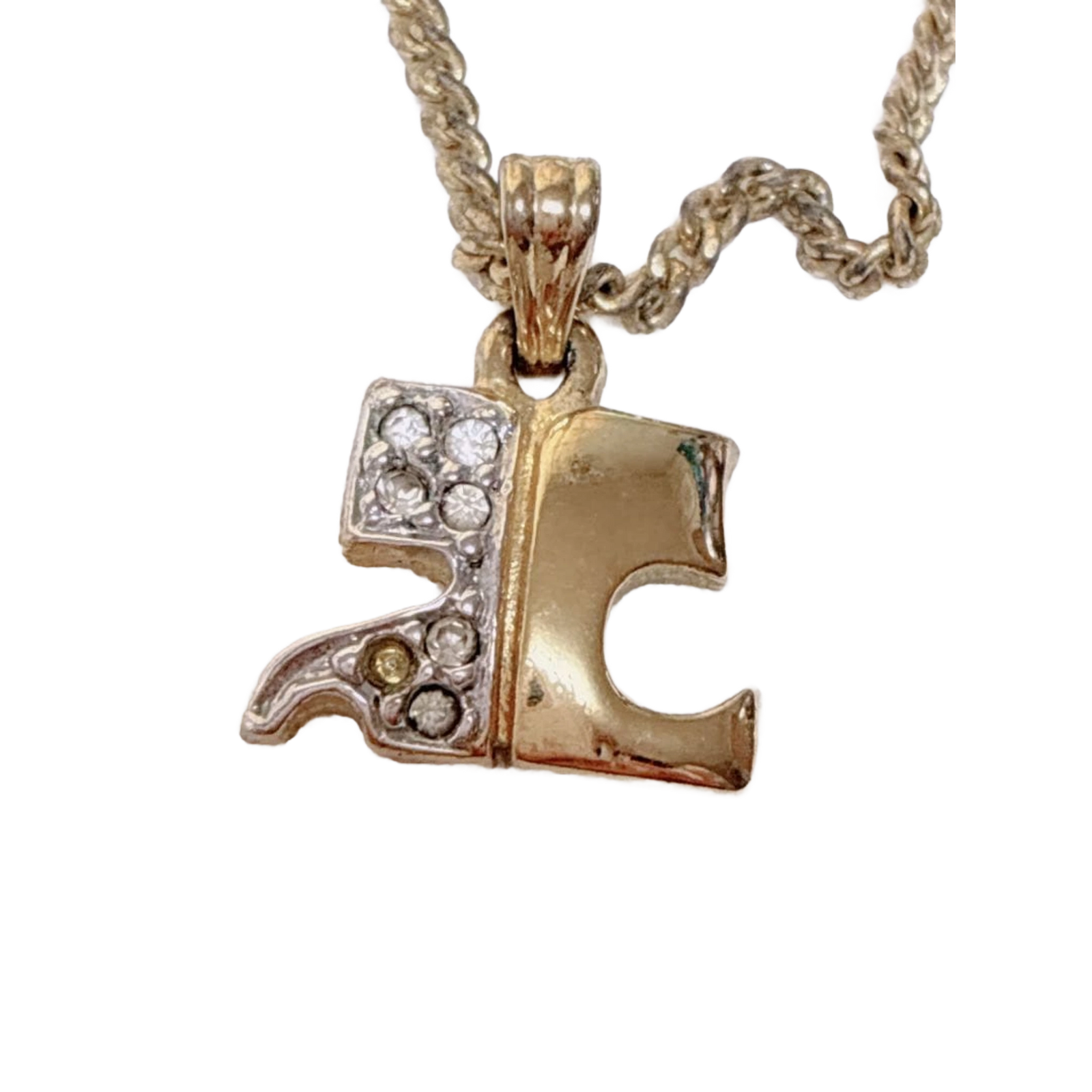COURRÈGES Collier initiale logo ac or et strass
