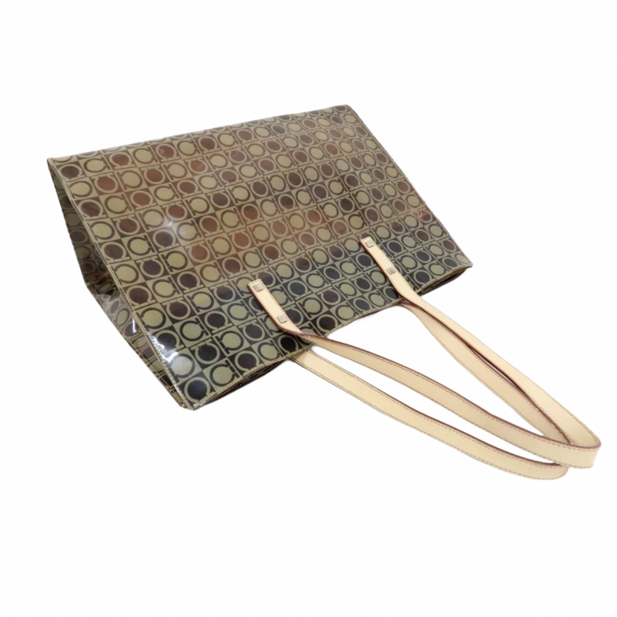 FERRAGAMO Sac fourre-tout Salvatore Ferragamo en vinyle marron logo ferragamo monogramé