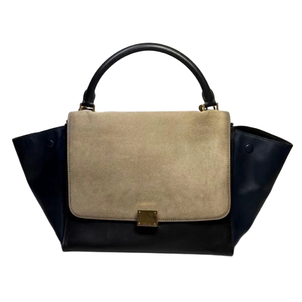 CELINE Sac Trapeze noir & avant beige wbandoulliere