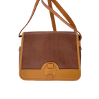 COURRÈGES Sacoche bandoulière cuir marron et cuir Camel
