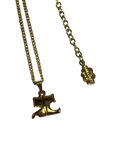 Courreges Gold Tone Logo Pendant Necklace