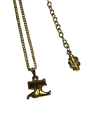 Courreges Gold Tone Logo Pendant Necklace