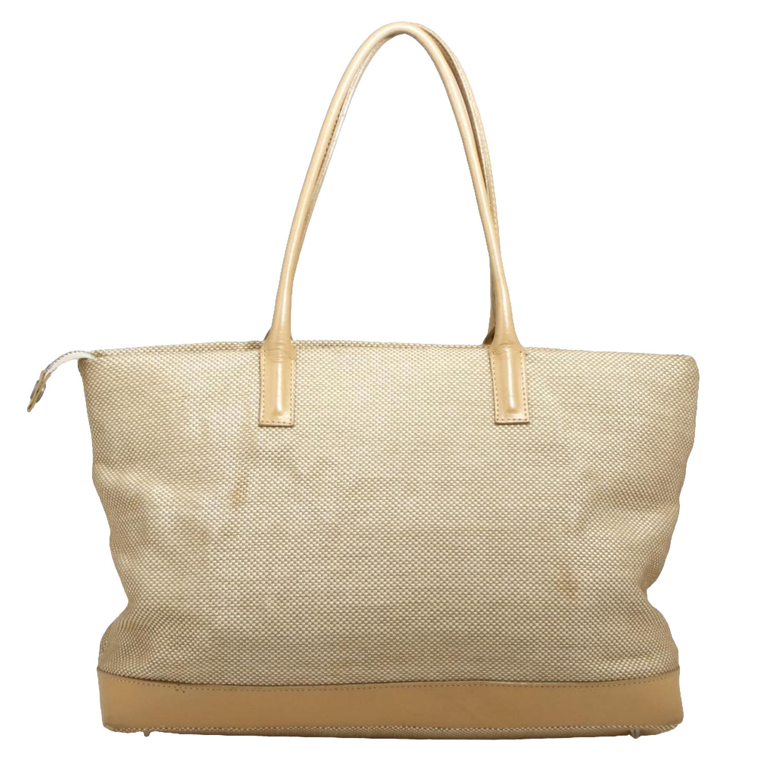 Courreges Tote Beige Canvas Leather Trim Vintage