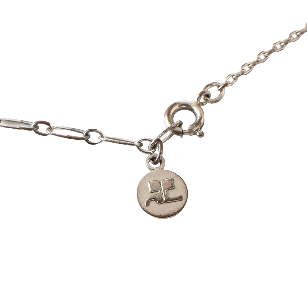 Courreges Necklace Silver Dolphin Pendant Two-Tone Gold Accent AC Logo Vintage