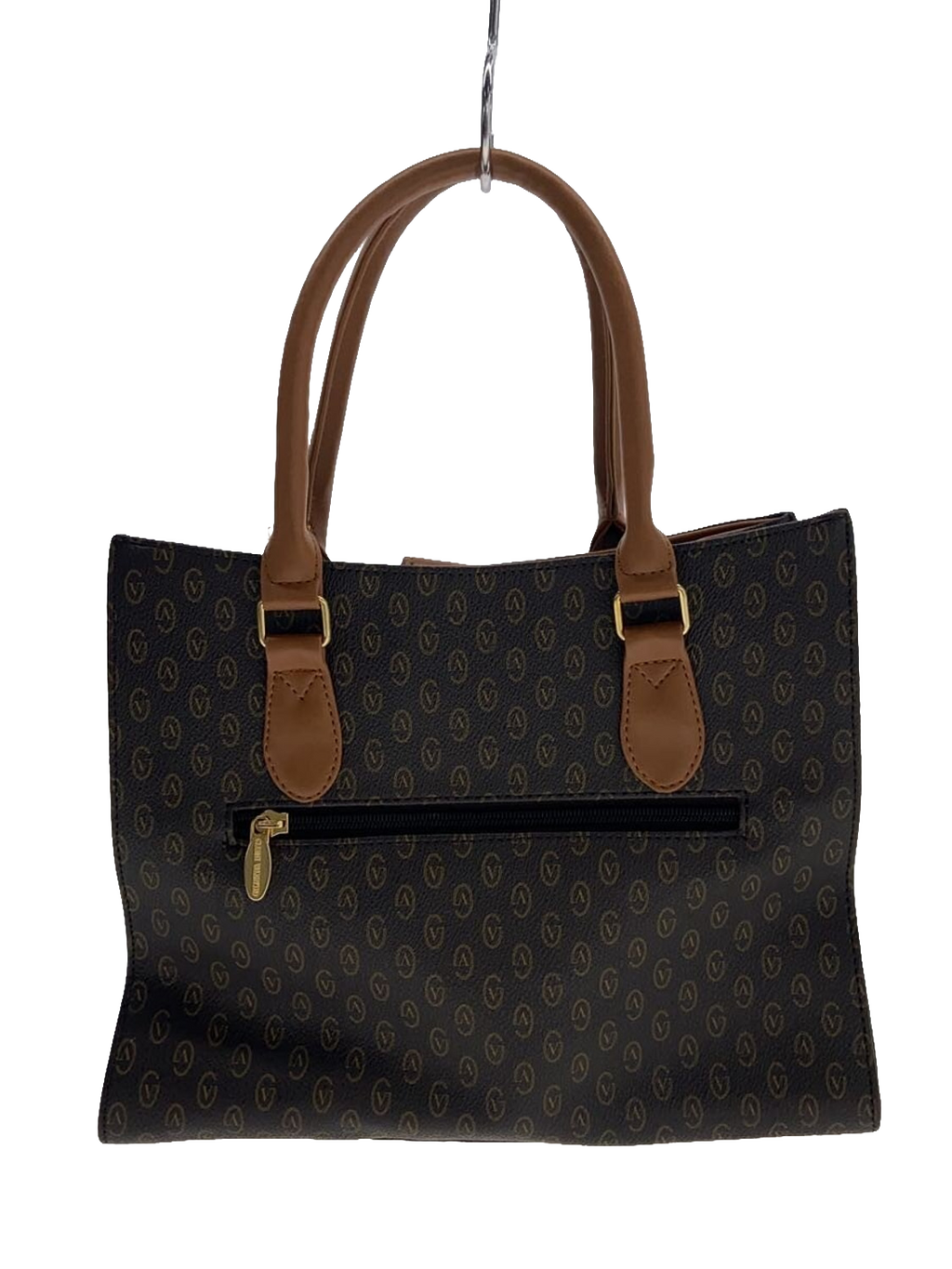 VALENTINO Garavani Sac tote toile monogramme V marron cuir camel