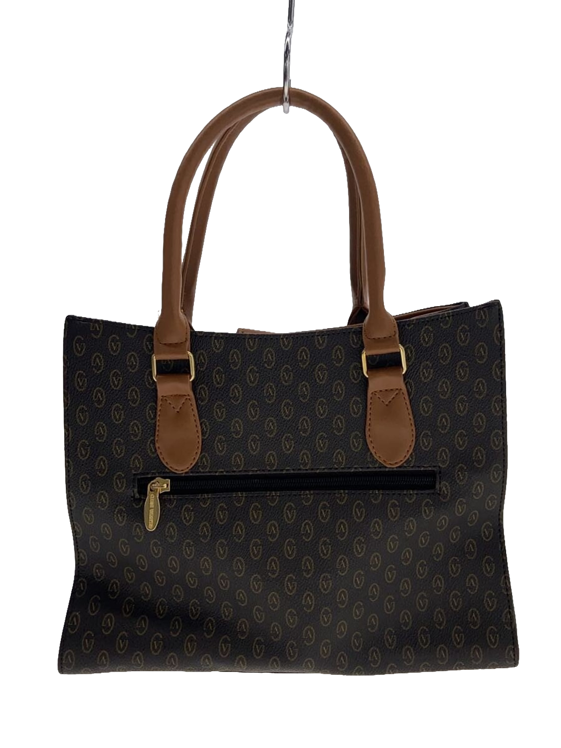 VALENTINO Garavani Sac tote toile monogramme V marron cuir camel