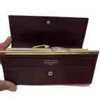 SAINT LAURENT Portefeuille long bordeaux Yves Saint Laurent YSL et soufflet monnaie