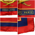 HERMÈS Paris Carré de soie 90x90 couronnes royales rouge marine or