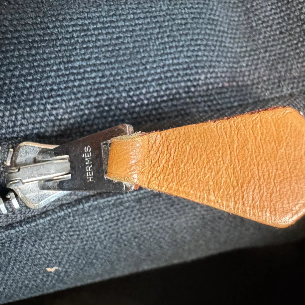 HERMÈS Fourre-tout gris/noir avec bandes GM