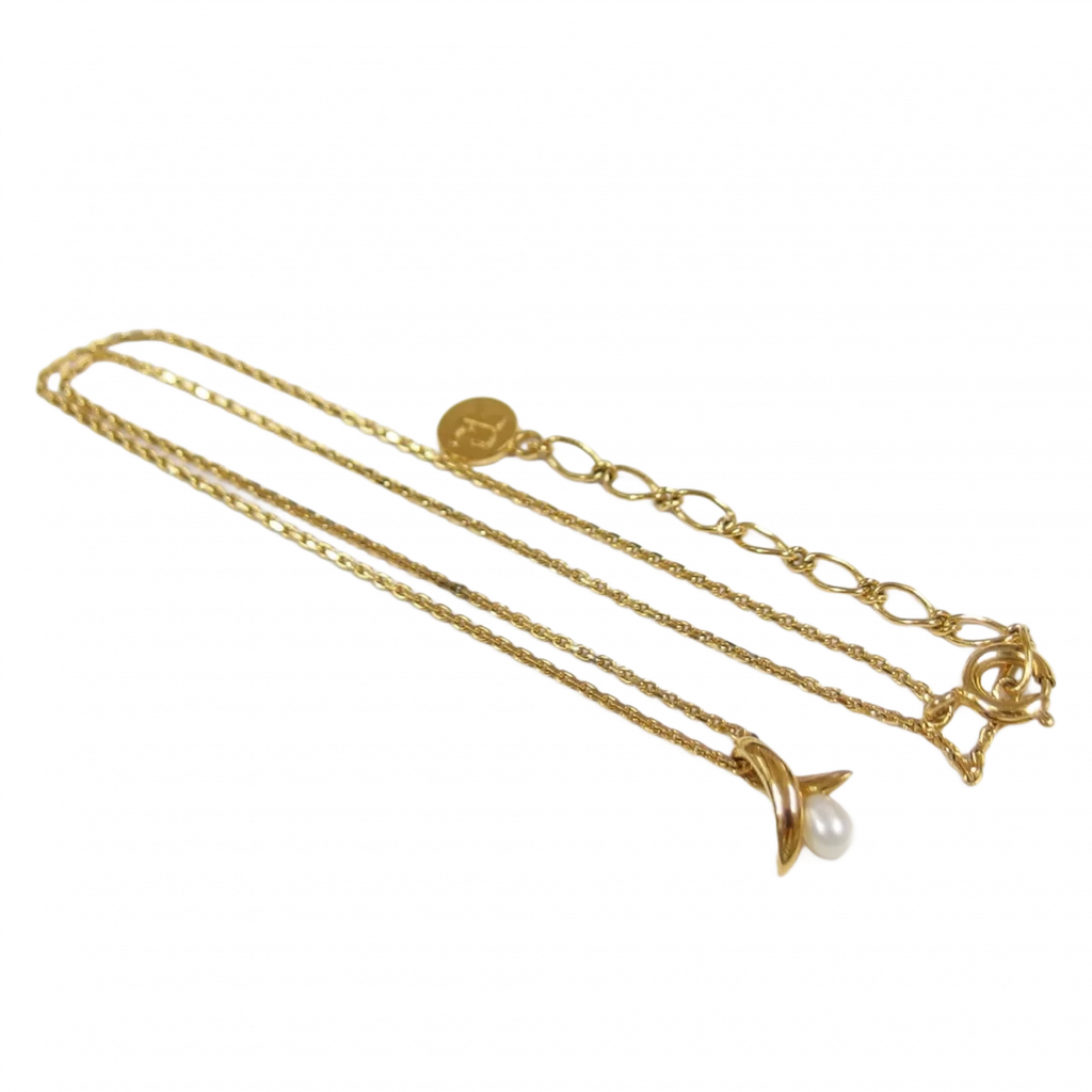 COURRÈGES LOTX2 Collier Courreges or et argent perles vendu à l'unité