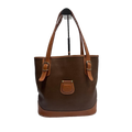 COURRÈGES Tote bag toile enduite marron / camel logo AC