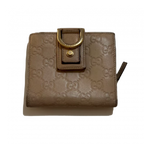 GUCCI Portefeuille Gucci anneaux or toile GG rosé beige