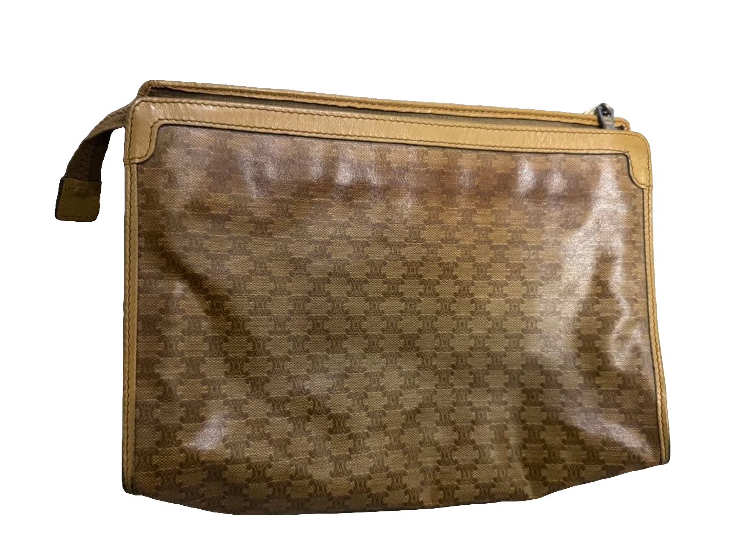 Celine Clutch Brown Macadam Monogram Vintage Canvas Cosmetic Pouch Bag