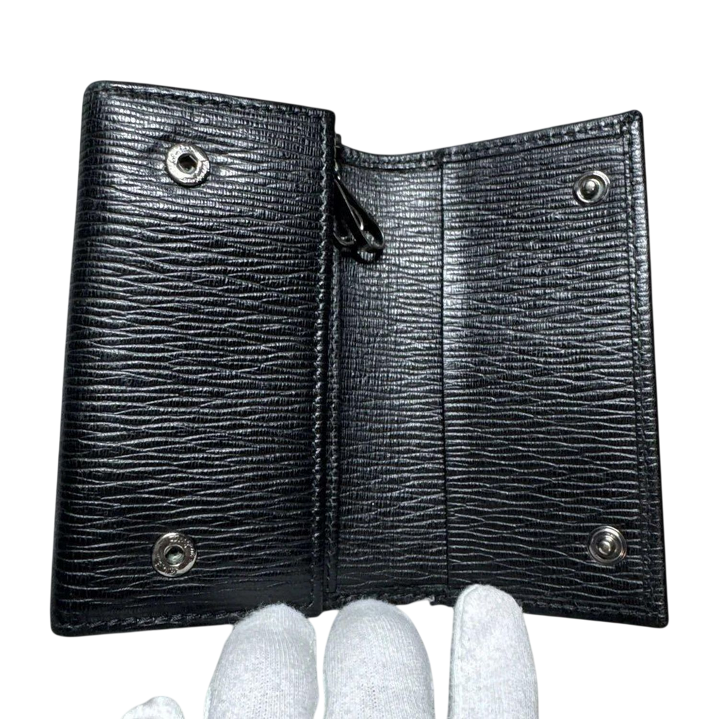 Salvatore Ferragamo Black Textured Leather Key Case
