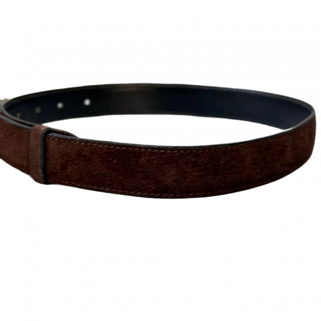 GUCCI Ceinture cuir véritable daim marron boucle GG.