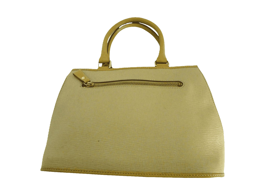 Nina Ricci Handbag Beige Textured Leather Vintage Top Handle Bag