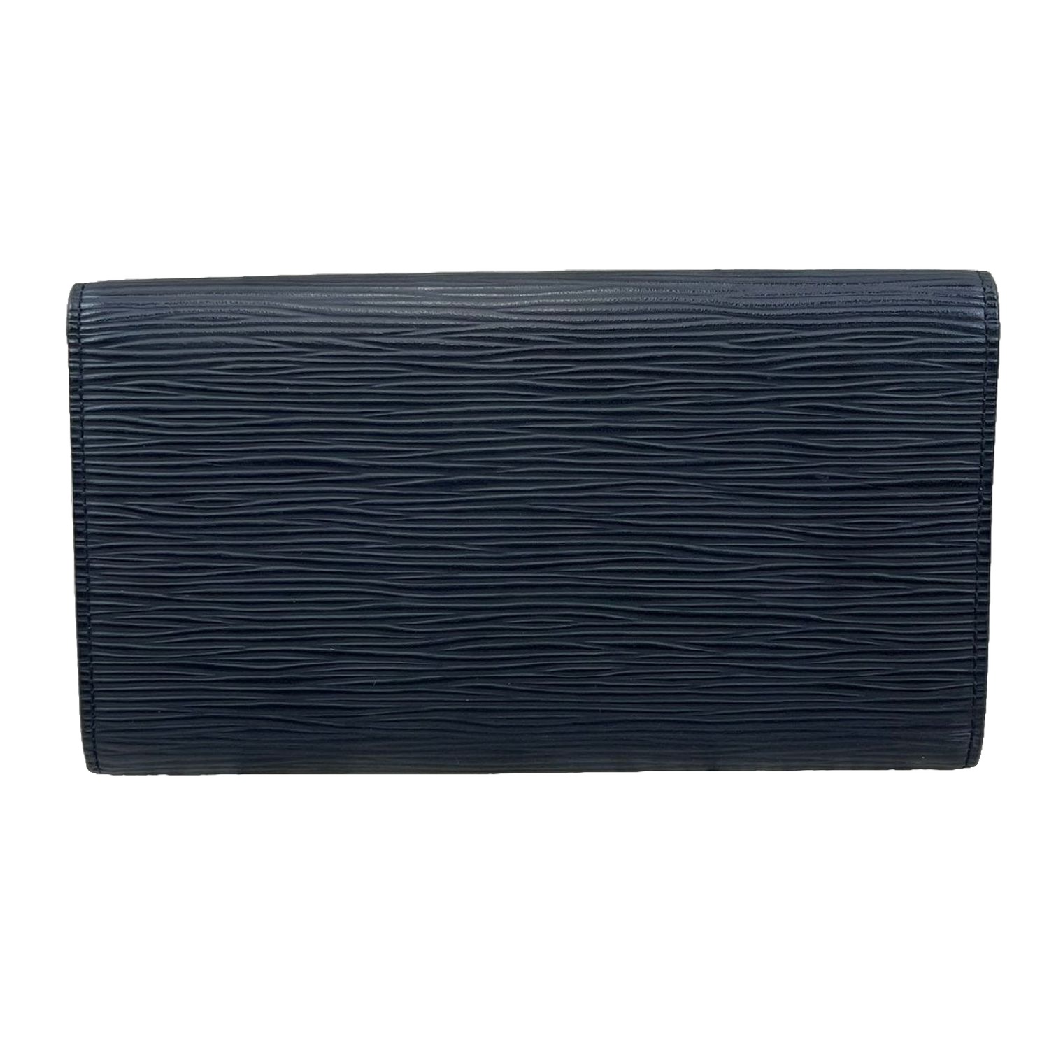 LOUIS VUITTON Portefeuille long Sarah cuir Épi noir (avec boîte)