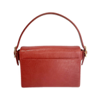 Ungaro Handbag Red Vintage Textured Leather Top Handle Gold Clasp