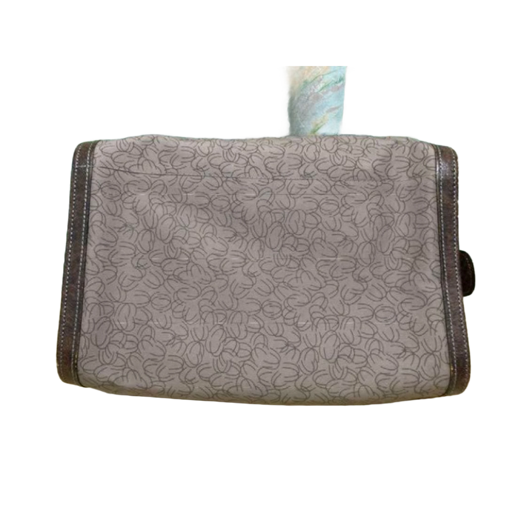 UNGARO Sac à main marron gris vintage monogramme Boston à poignée supérieure