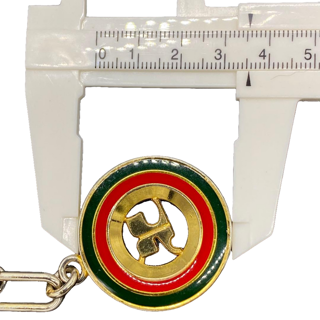 Courreges Keyring Gold Multi Vintage Enamel Logo Made in Italy Keychain