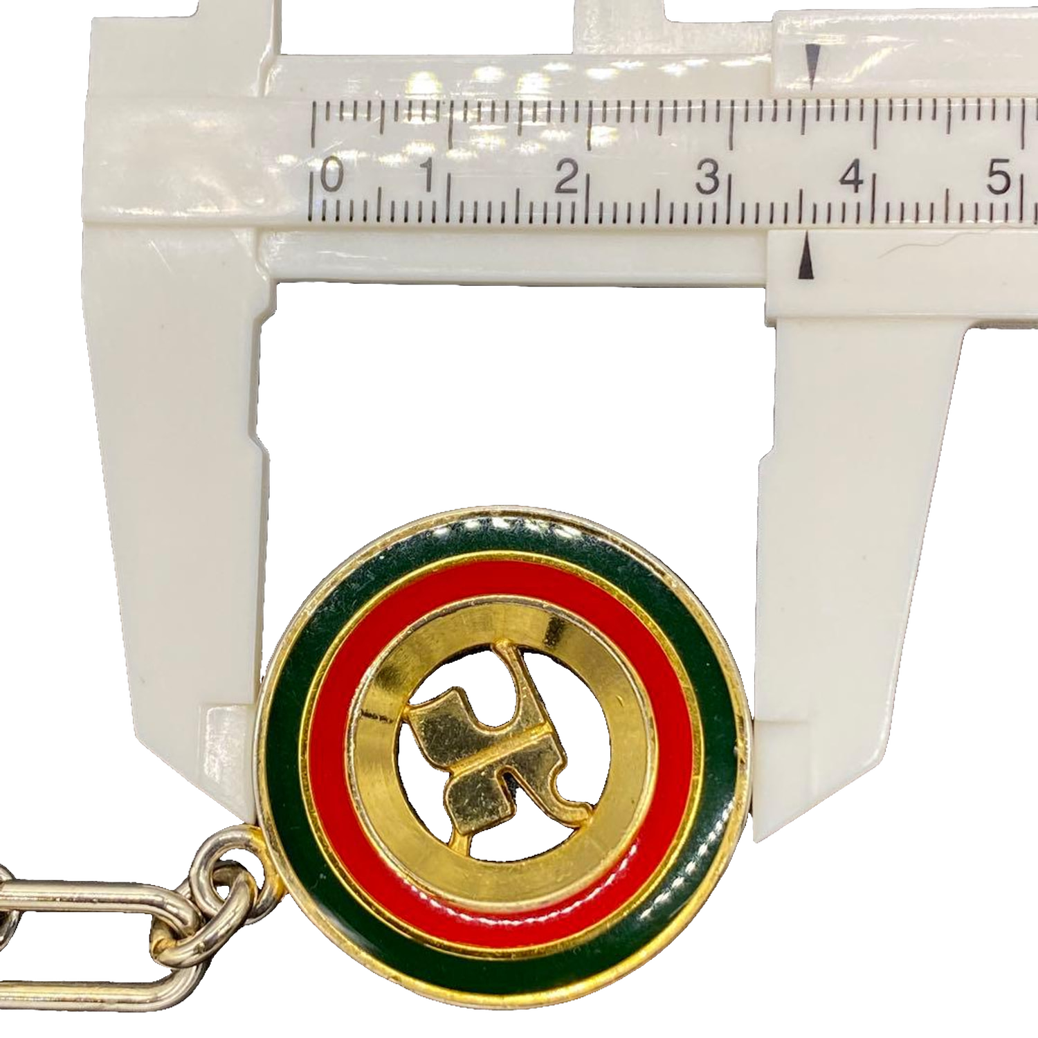 Courreges Keyring Gold Multi Vintage Enamel Logo Made in Italy Keychain