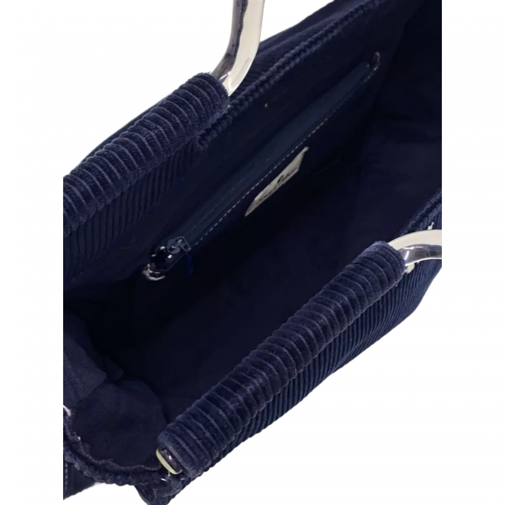 COURRÈGES sac velour bleu marine anse carré